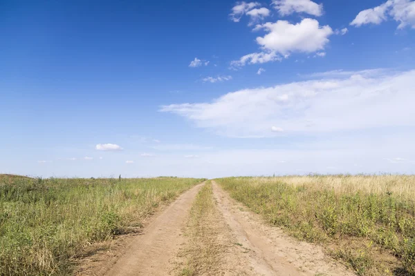 Dirt road through the green fields. — Stock Photo, Image