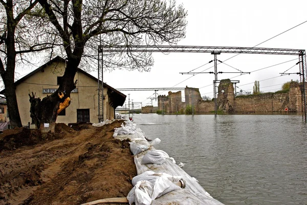 Ferrocarril inundado — Foto de Stock