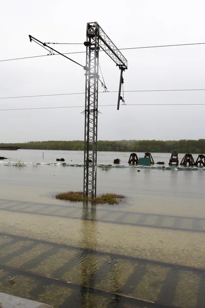 Ferrocarril inundado — Foto de Stock