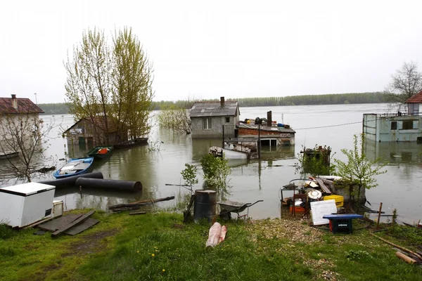 Overstroomde huizen — Stockfoto