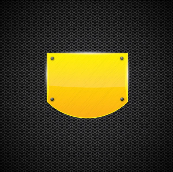 Estilo escudo pulido placa de metal amarillo - vector — Vector de stock