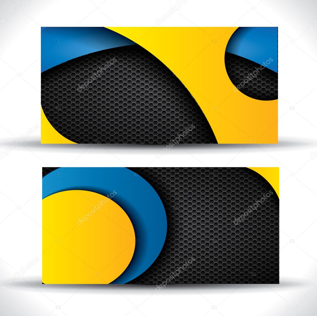 Modern vector business card - blue, orange and black colors