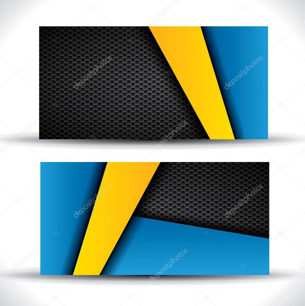 Modern business card - blue and yellow colors