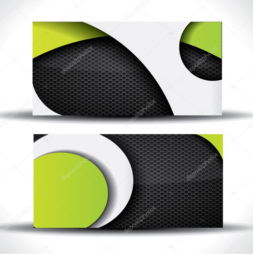 Modern business card - green, white and black colors
