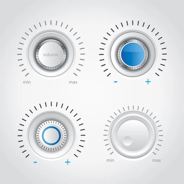 White volume knob set — Stock Vector