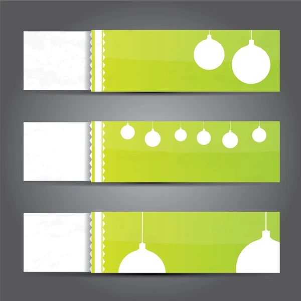 Christmas banner set -green and white colors — Stock Vector