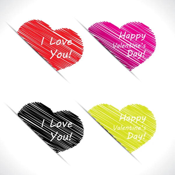 Scribble heart tags — Stock Vector