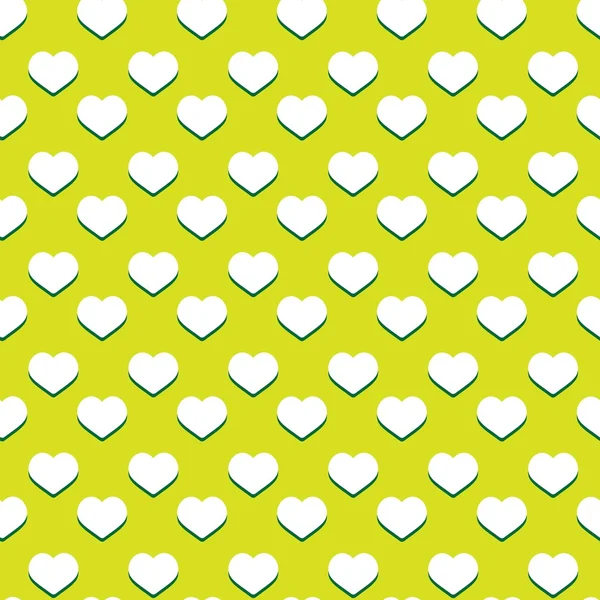 无缝的心图案与复古的绿颜色-情人节包装设计 — 图库矢量图片