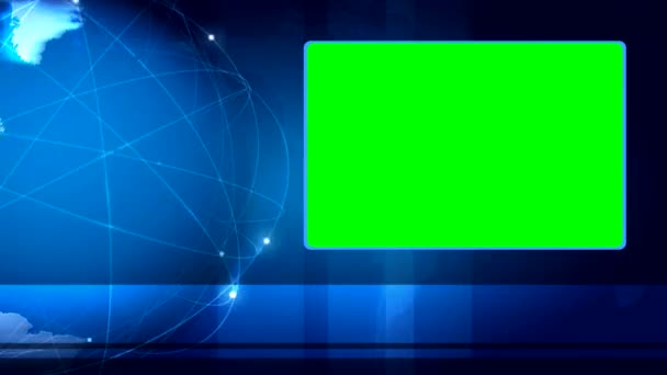 Erde auf animiertem blauem Wissenschaftshintergrund mit grünem Bildschirm — Stockvideo