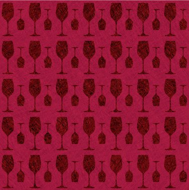 Şarap kadehi desen - Dikişsiz vektör illustratio