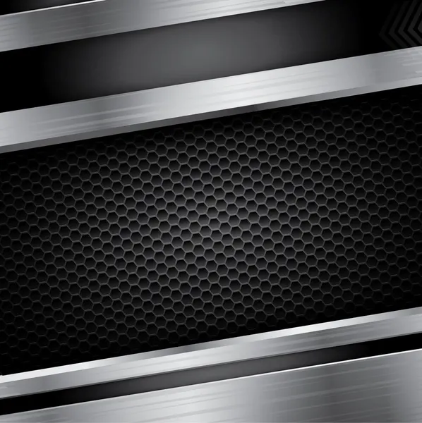 Fond métallique - illustration vectorielle avec cadre en acier et motif carbone — Image vectorielle