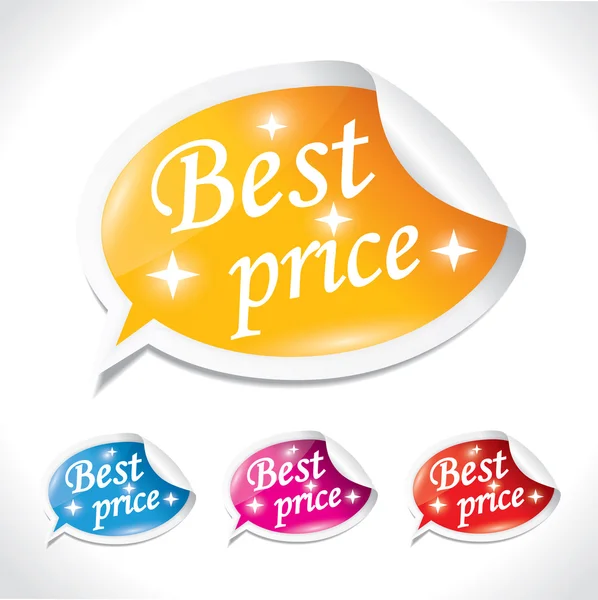 Best price sticker set - bubble shaped vector ilustrations - Stok Vektor