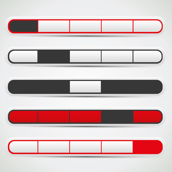Navigation bar set with red, white and black colors