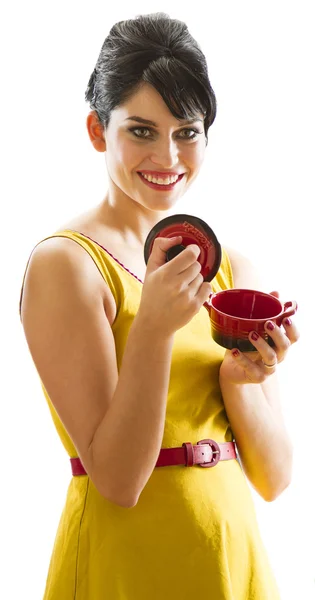 Little crockpot in hand — Stock Photo, Image