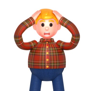 Şaşırmış ya da şok olmuş bir adam elleriyle başını tutuyor.