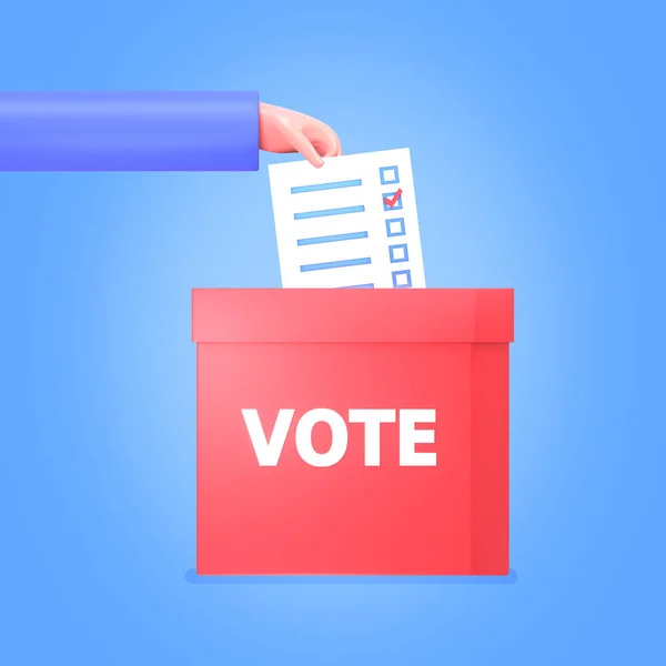 Render Hand Putting Vote Bulletin Vote Box Election Concept — Fotografia de Stock