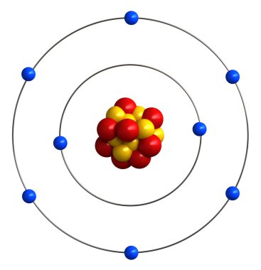 Atomic structure of oxygen clipart