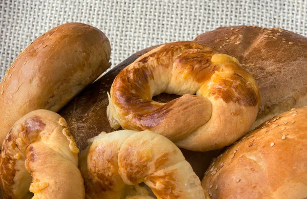 Bread rolls and loaf — Stock Photo, Image