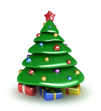Noel ağacı karikatür tarzı 3D render