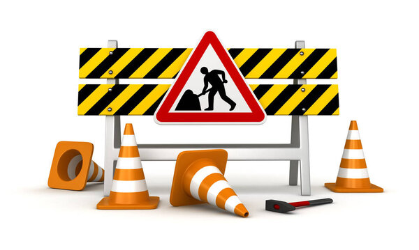 3d render of under construction conceptual scene