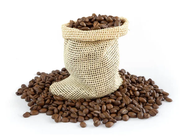 Kaffe Säck Vit Bakgrund — Stockfoto