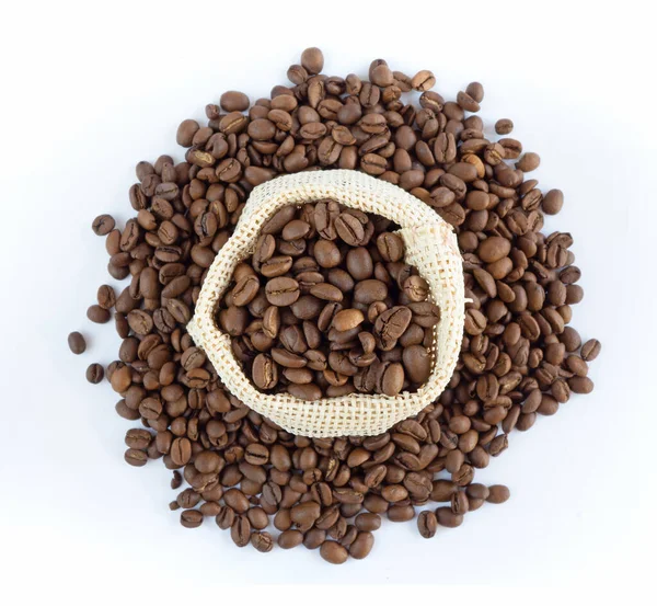 Kaffe Säck Vit Bakgrund — Stockfoto