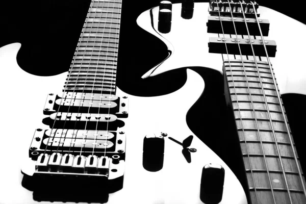 Electric Guitar Bass Guitar Black Background — Foto de Stock