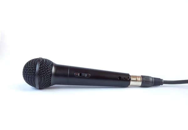 Microphone Cable Connected White Background — 图库照片