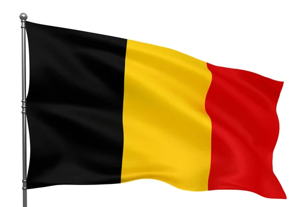 Acenando Bandeira Belga Isolado Sobre Fundo Branco — Fotografia de Stock