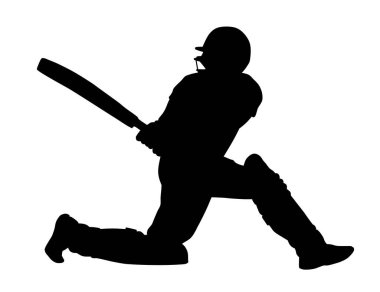 Kriket oyuncusu suluetin soyut vektör çizimi