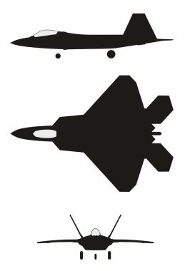 F-22 savaş uçağı siluetinin soyut vektör çizimi