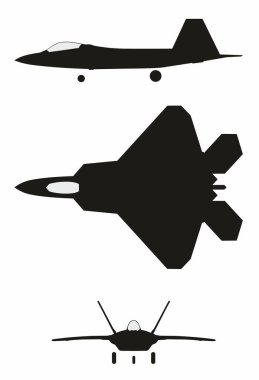 Abstract vector illustration of F-22 jet fighter silhouette clipart