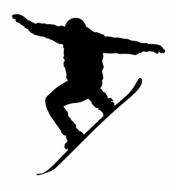 Bir snowboardcu siluetinin soyut vektör çizimi