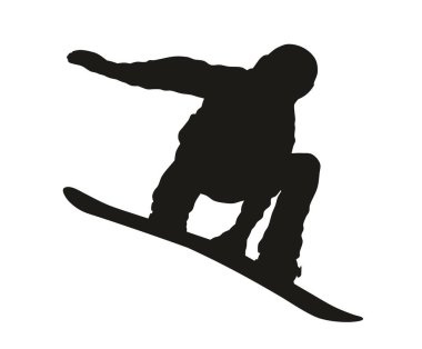 Bir snowboardcu siluetinin soyut vektör çizimi