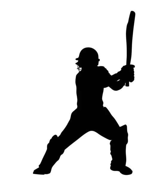 Ilustração Vetorial Abstrata Cricket Sport Player Sulhouette — Vetor de Stock