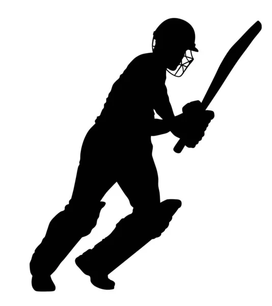 Ilustración Vectorial Abstracta Del Jugador Cricket Sulhouette — Vector de stock