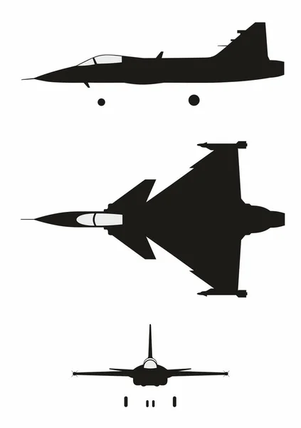 Ilustrasi Vektor Abstrak Dari Siluet Tempur Gripen Jet - Stok Vektor