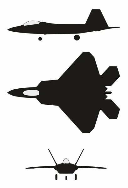 Abstract Vector Illustration Jet Fighter Silhouette — Stock Vector