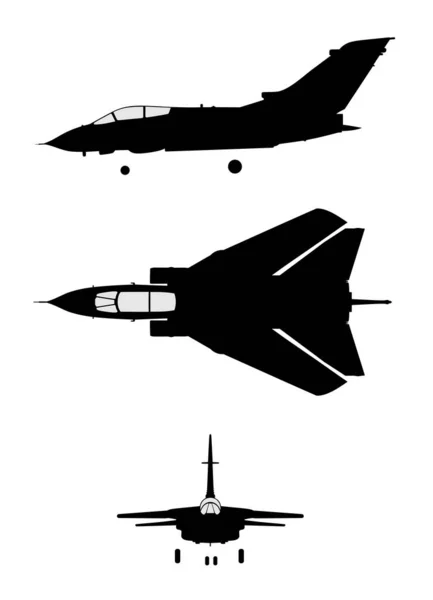 Abstract Vector Illustration Tornado Jet Fighter Silhouette — Stock Vector