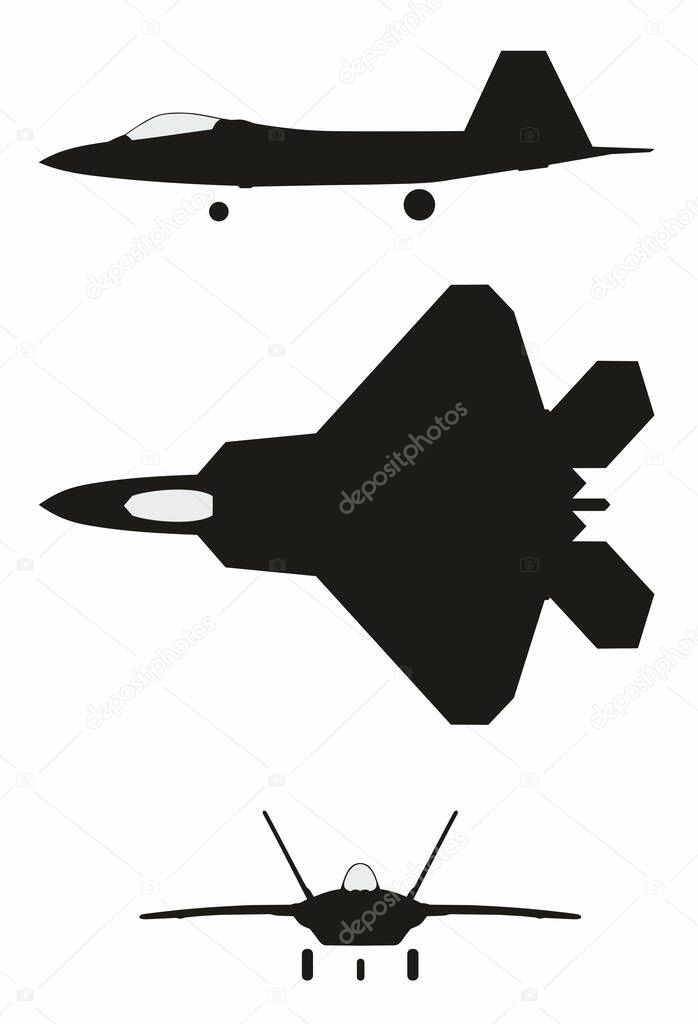 Abstract vector illustration of F-22 jet fighter silhouette