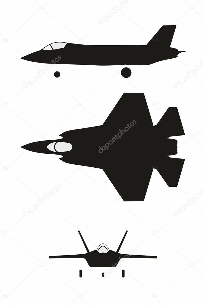 Abstract vector illustration of F-35 jet fighter silhouette