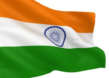 Beyaz arkaplanda izole edilmiş Hint bayrağı sallıyor