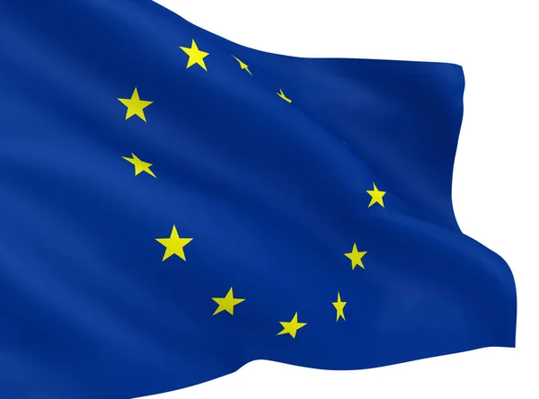 Acenando Bandeira Europeia Isolada Sobre Fundo Branco — Fotografia de Stock