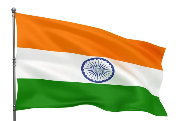 Macha Indyjska Flaga Izolowana Białym Tle — Zdjęcie stockowe