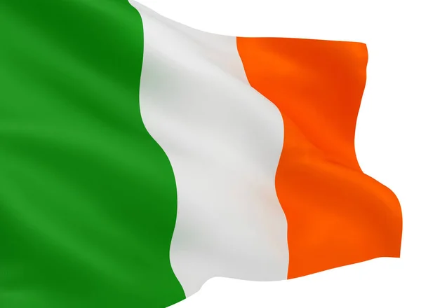 Κυματιστή Ιρλανδική Σημαία Που Απομονώνεται Λευκό Φόντο — Φωτογραφία Αρχείου