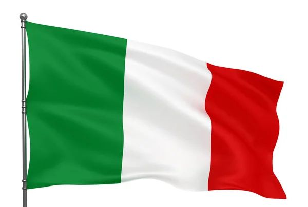 Waving Italian Flag Isolated White Background — ストック写真