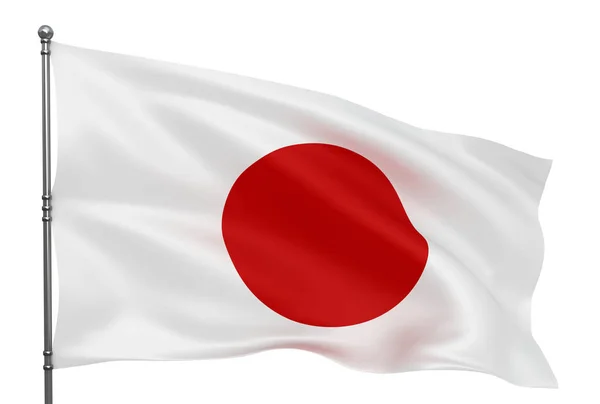 Ondeando Bandera Japonesa Aislada Sobre Fondo Blanco — Foto de Stock