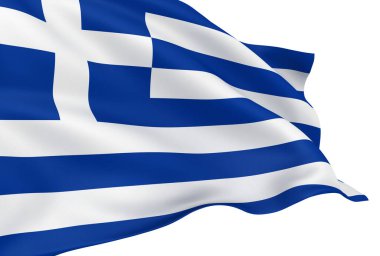 Beyaz arkaplanda Yunan bayrağı sallanıyor