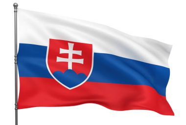 Beyaz arkaplan üzerinde izole edilmiş Slovakya bayrağı