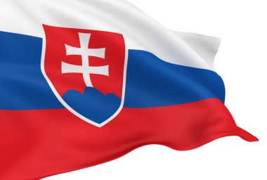 Beyaz arkaplan üzerinde izole edilmiş Slovakya bayrağı